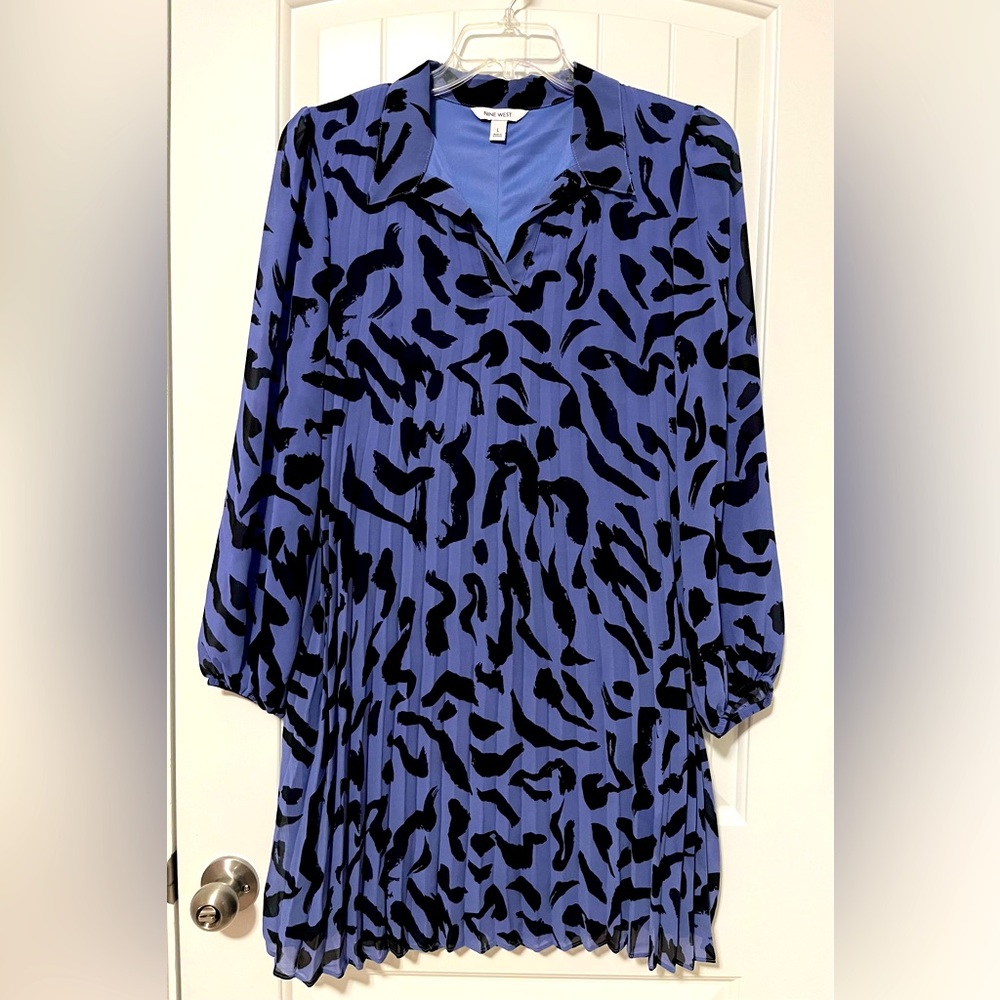 Nine West Georgette collar A-line Print Dress